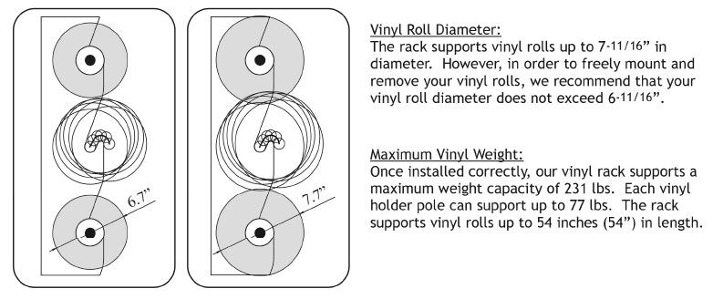 16 Roll Wall Mount Vinyl Rack Chrome Plated #WR-1600